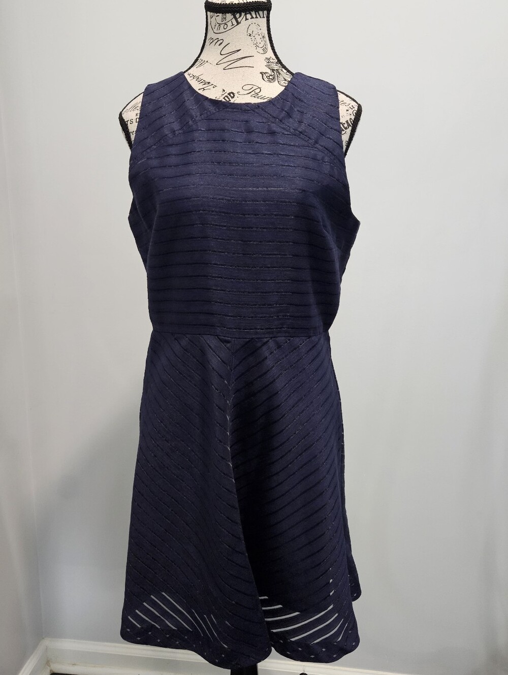 Banana Republic Sheer-Stripe Fit And Flare Dress Maritime Cocktail Dress